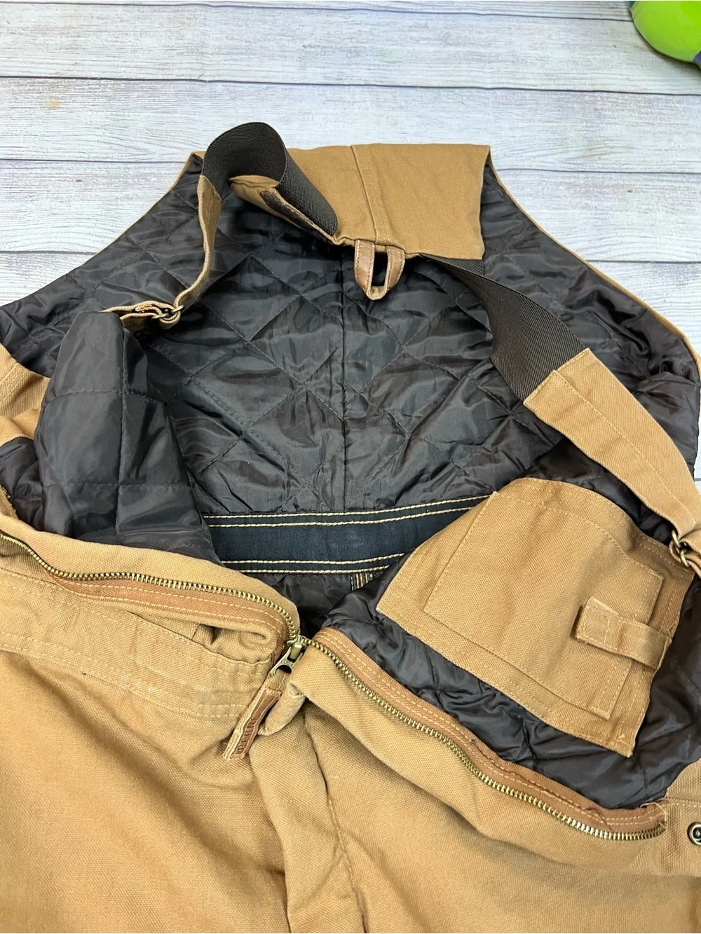 Berne Brown Deluxe Insulated Bib Overalls Mens Size Large Short Gorpcore Outdoor